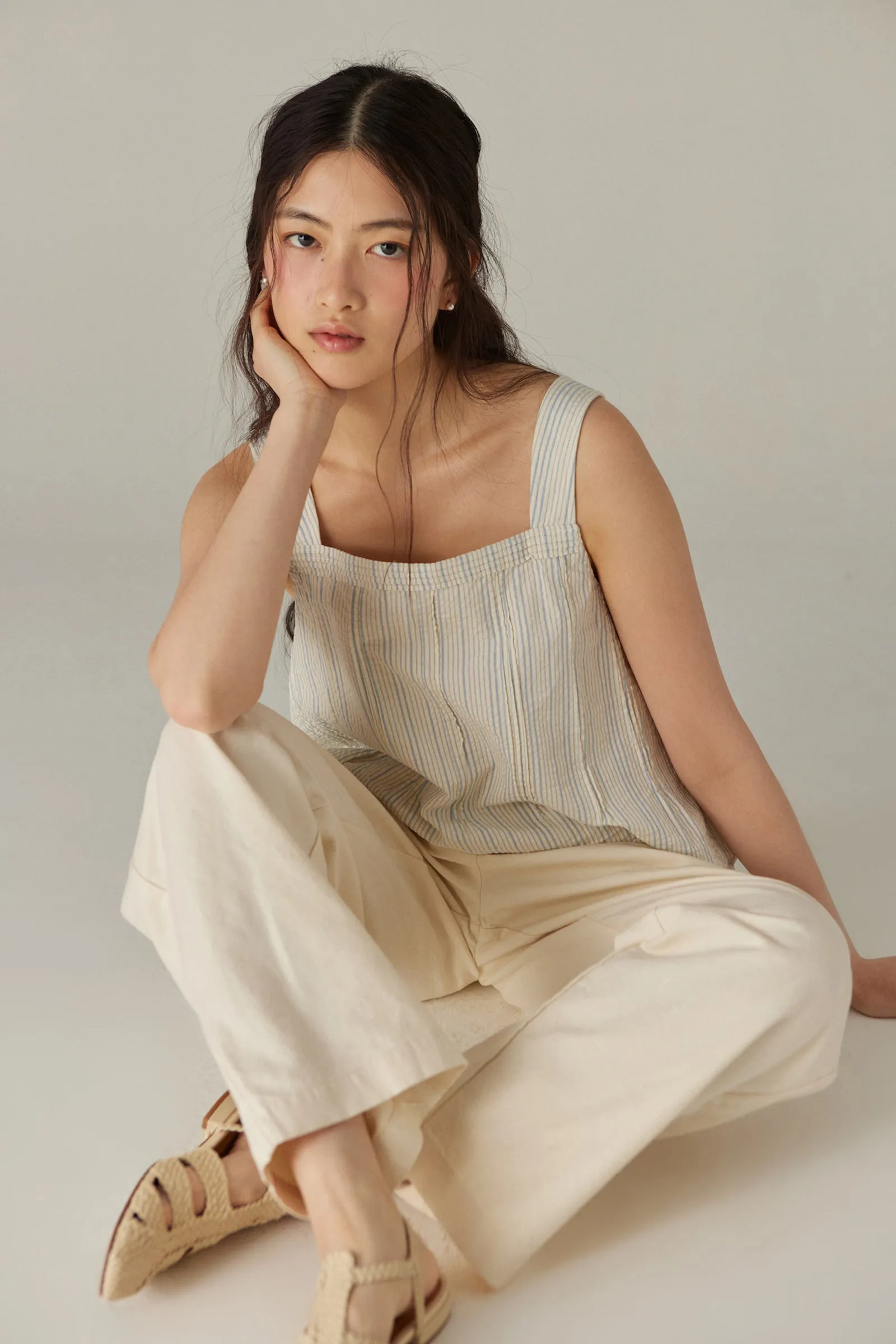 Odette Blouse -- Organic Cotton Seersucker