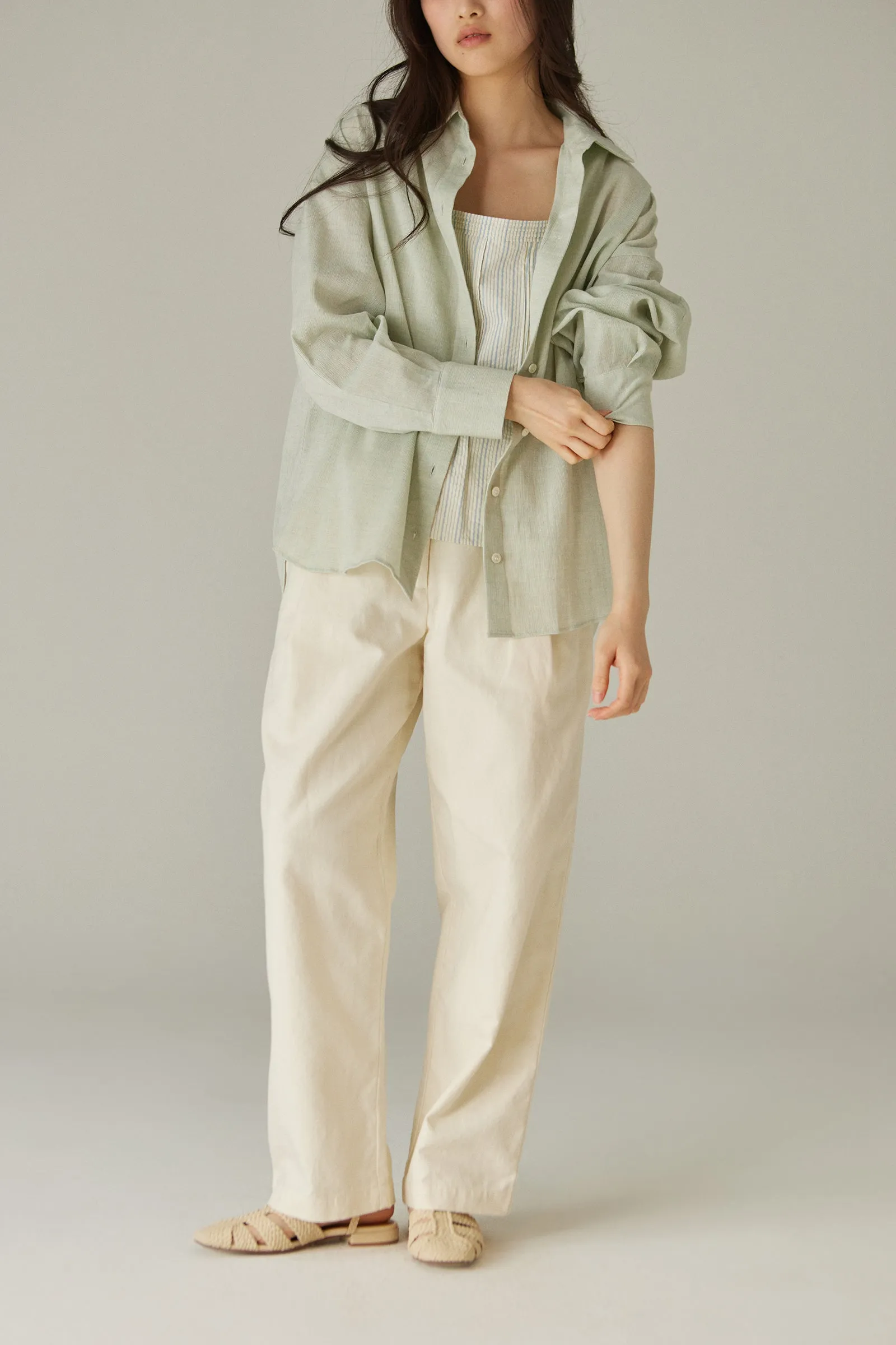 Odette Blouse -- Organic Cotton Seersucker