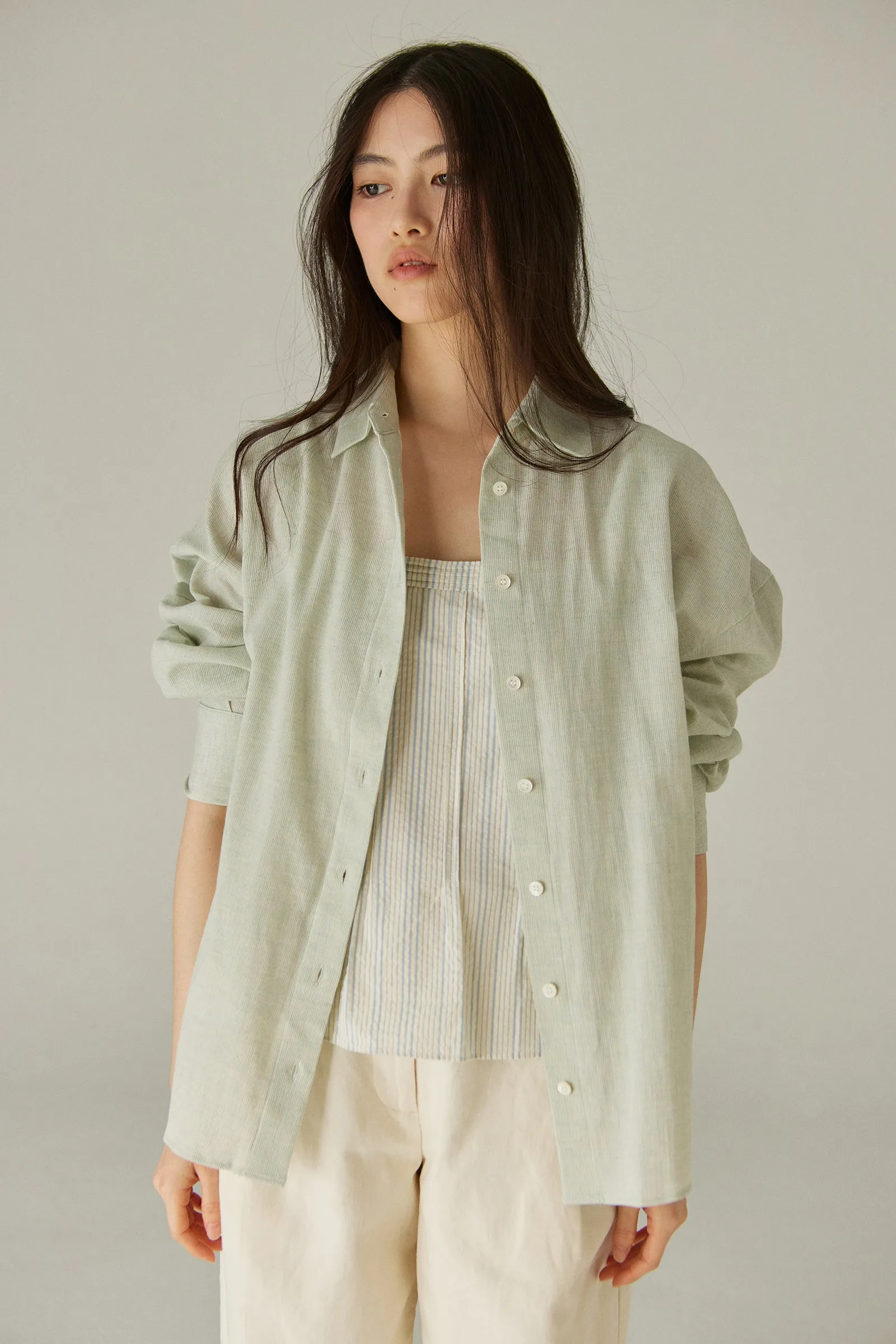 Odette Blouse -- Organic Cotton Seersucker