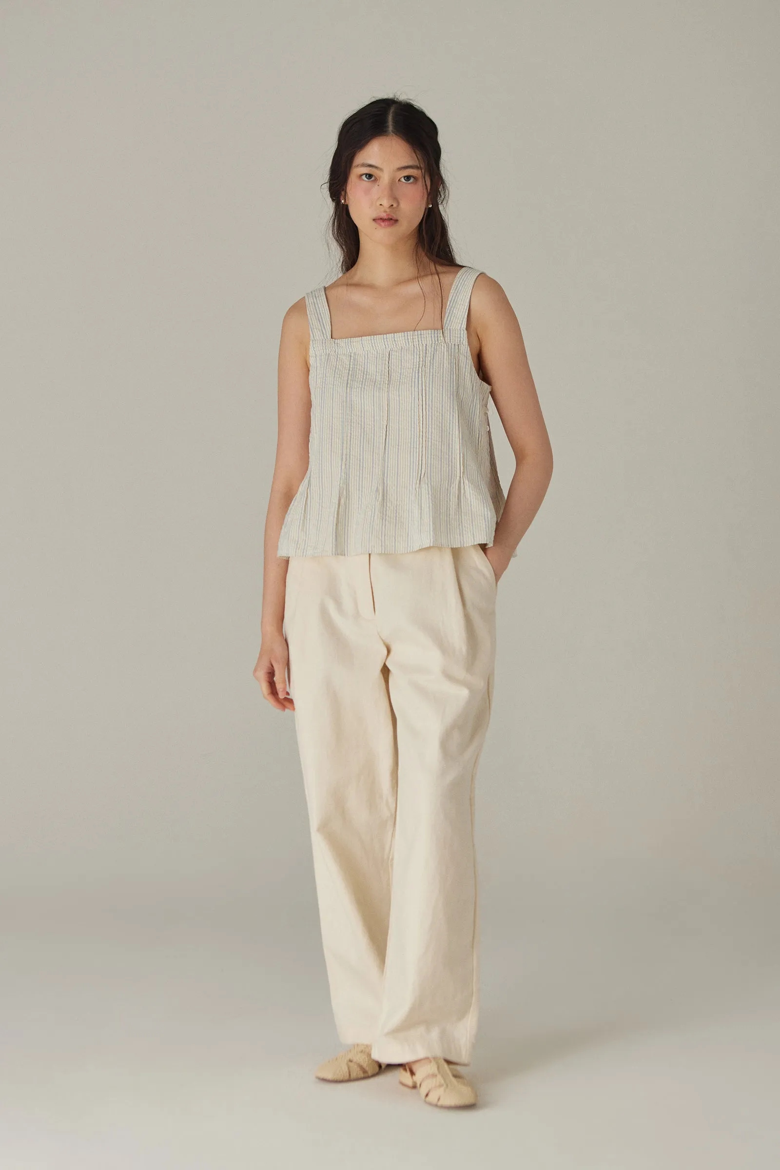 Odette Blouse -- Organic Cotton Seersucker