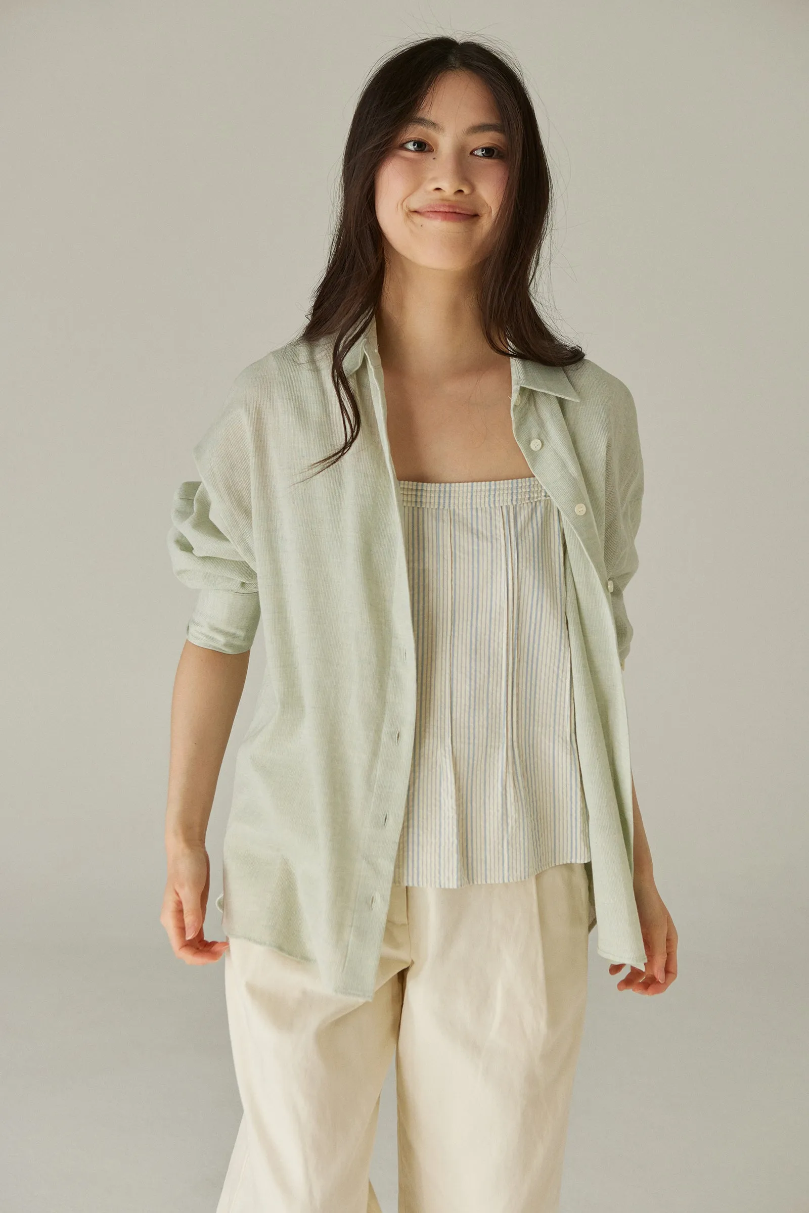 Odette Blouse -- Organic Cotton Seersucker