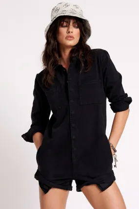 ONE TEASPOON Womens Onyx Black Prophecy Jumpsuit