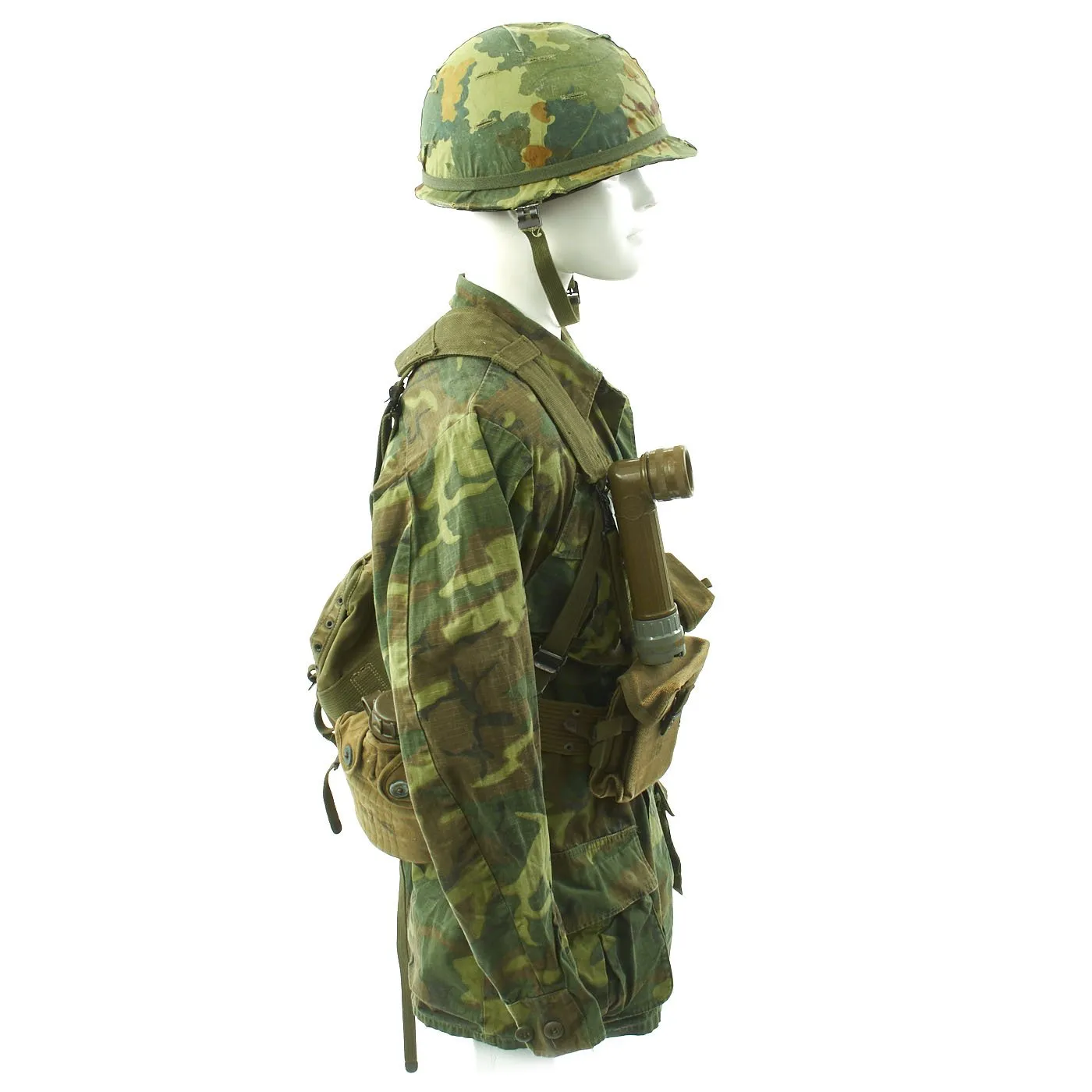 Original U.S. Vietnam War Infantryman Camouflage Jungle Uniform and M-56 Gear Set