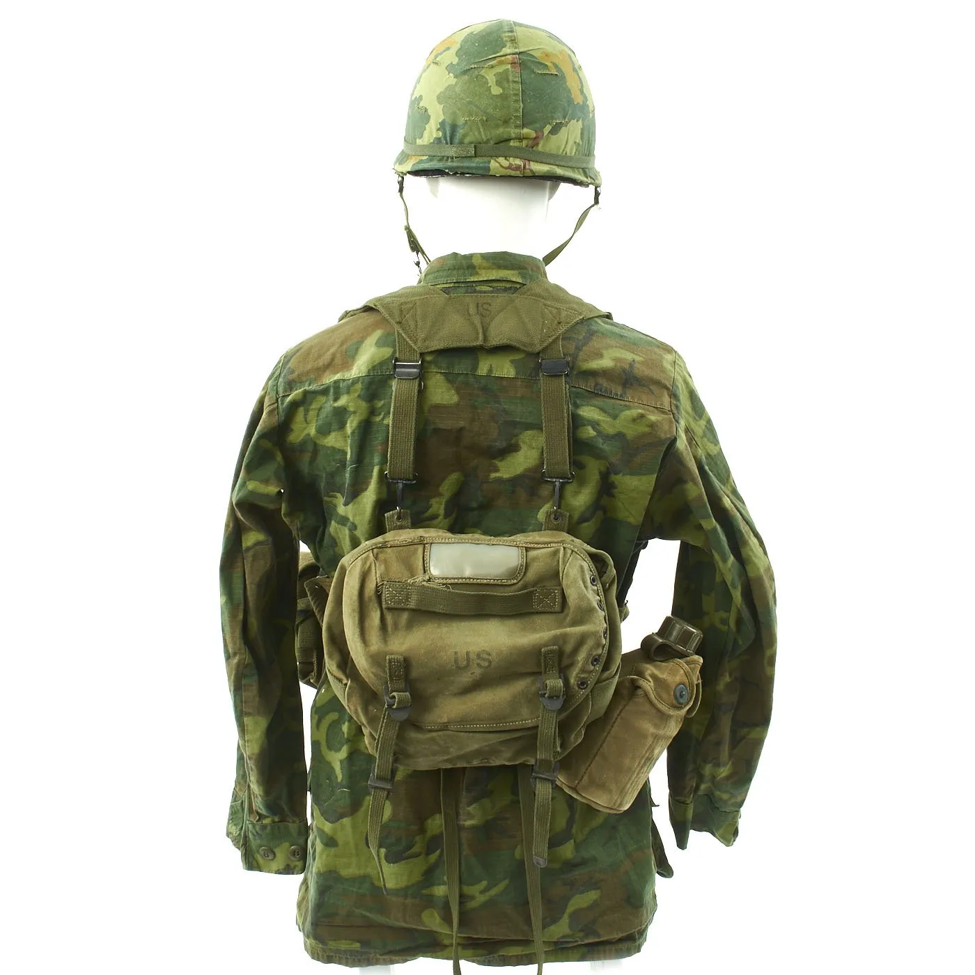 Original U.S. Vietnam War Infantryman Camouflage Jungle Uniform and M-56 Gear Set