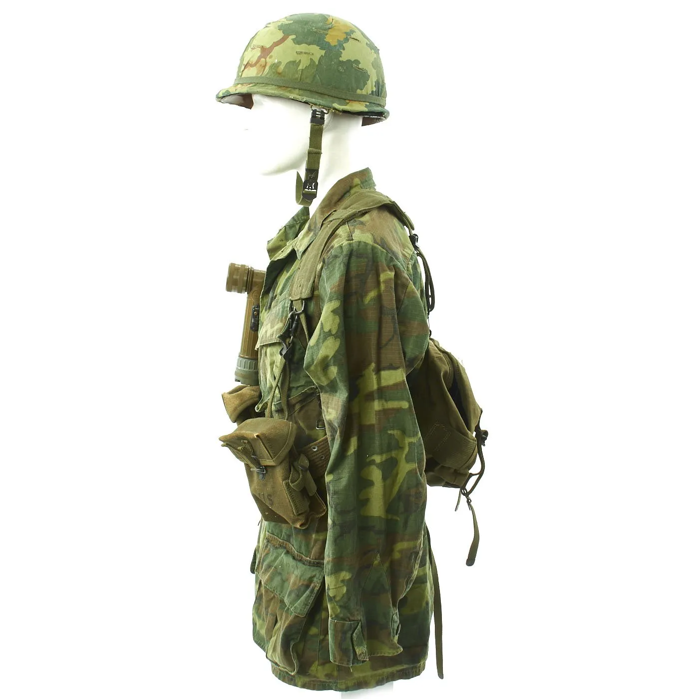 Original U.S. Vietnam War Infantryman Camouflage Jungle Uniform and M-56 Gear Set
