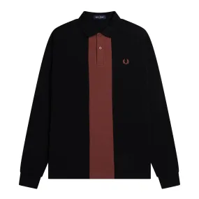 PANELLED LONG SLEEVE POLO SHIRT