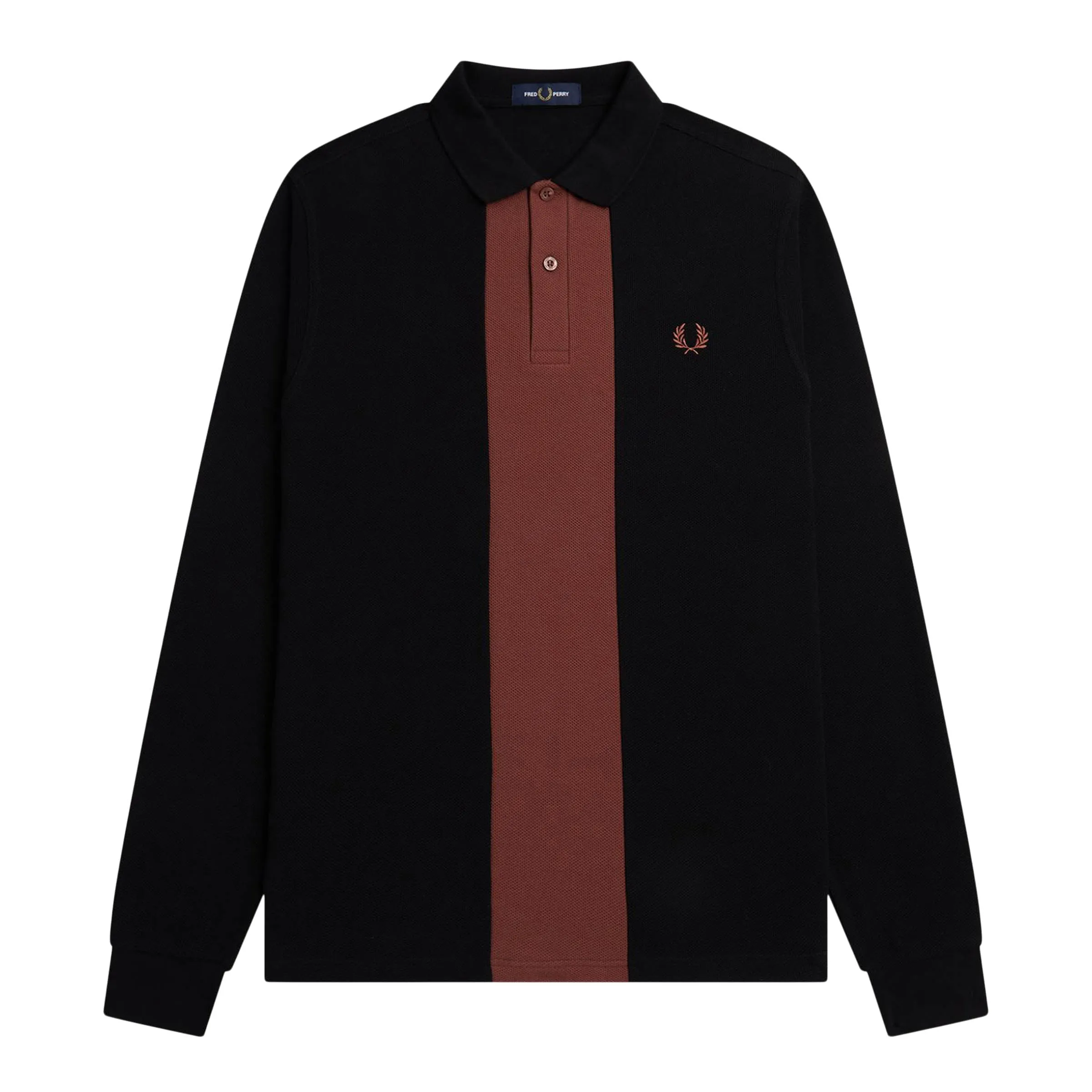 PANELLED LONG SLEEVE POLO SHIRT