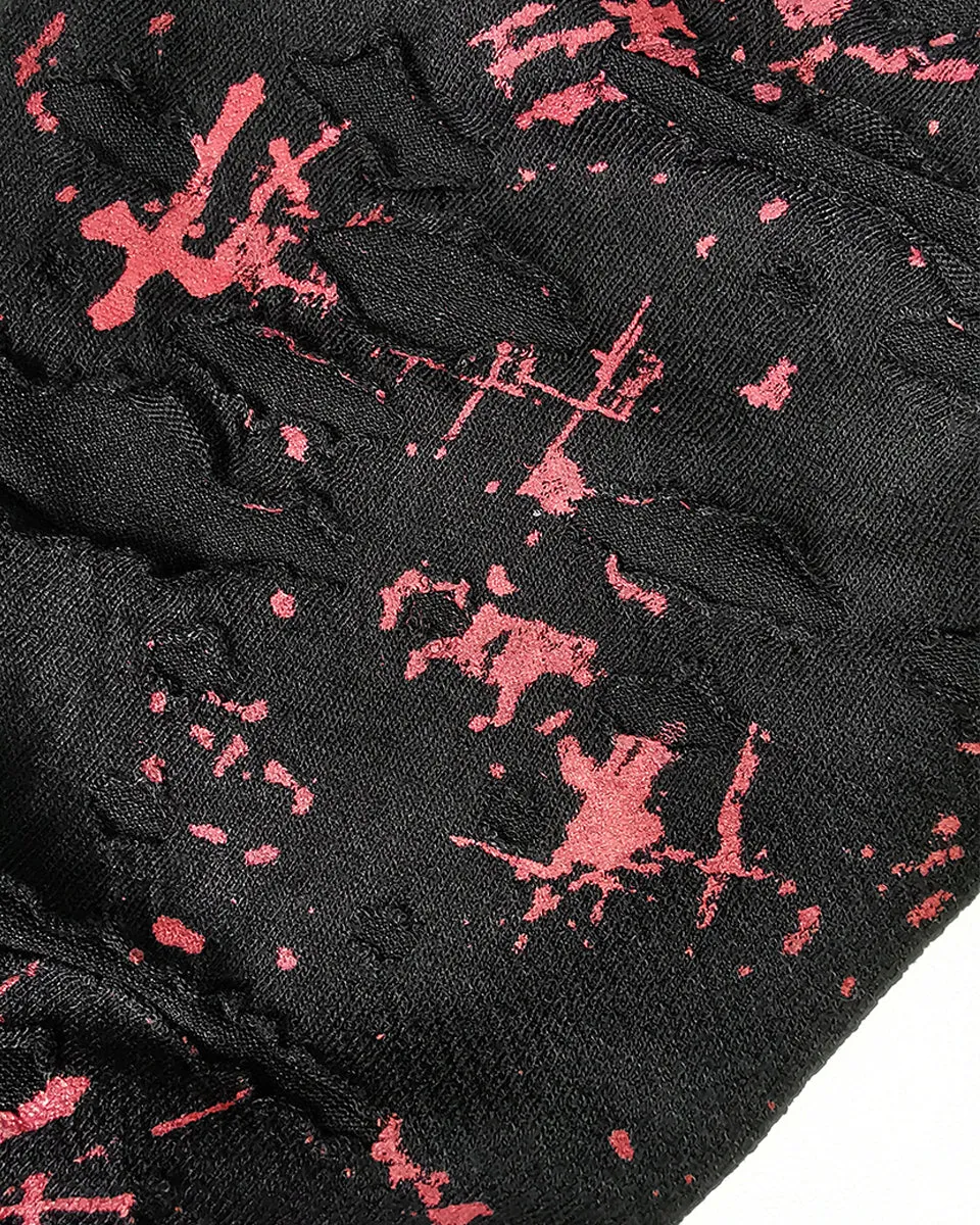 Punk Rave Corrosion Womens Shredded Dieselpunk Leggings - Black & Red