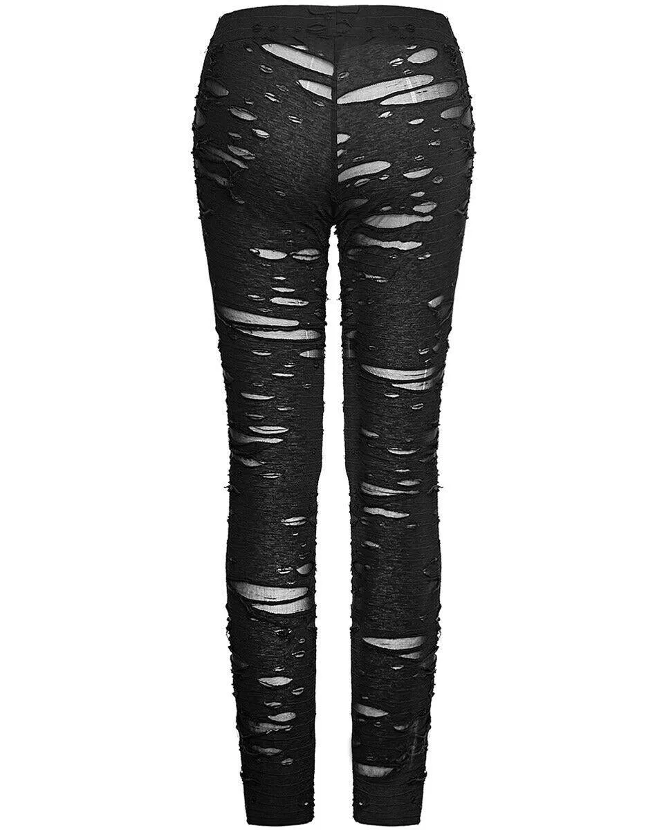 Punk Rave Corrosion Womens Shredded Dieselpunk Leggings - Black