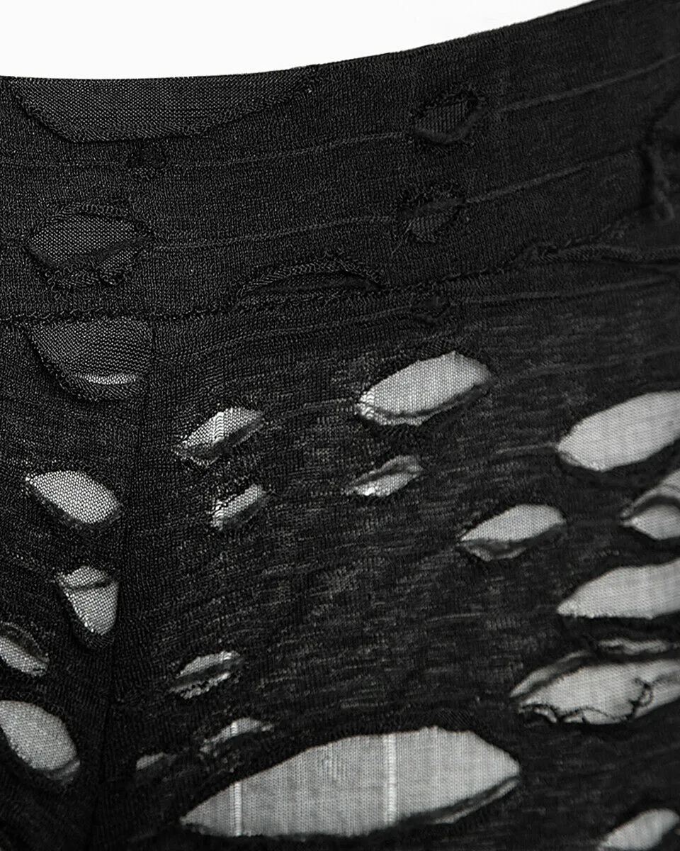 Punk Rave Corrosion Womens Shredded Dieselpunk Leggings - Black