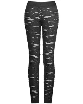 Punk Rave Corrosion Womens Shredded Dieselpunk Leggings - Black