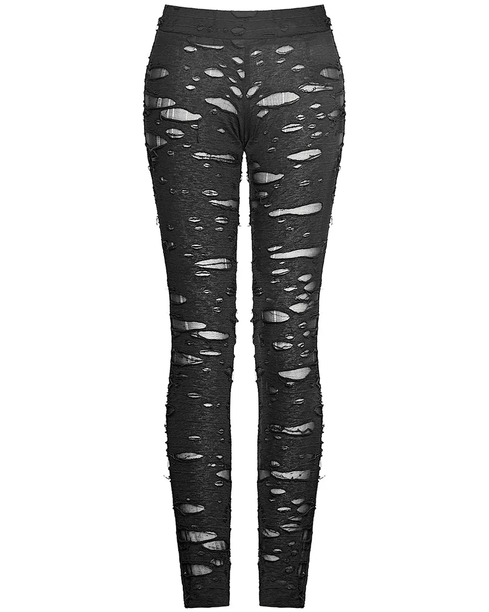 Punk Rave Corrosion Womens Shredded Dieselpunk Leggings - Black
