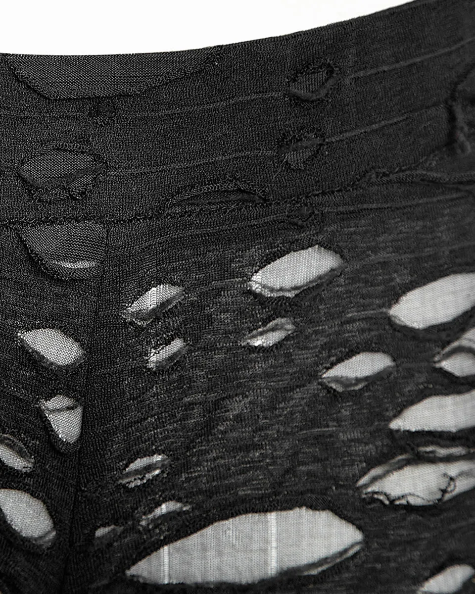 Punk Rave Corrosion Womens Shredded Dieselpunk Leggings - Black