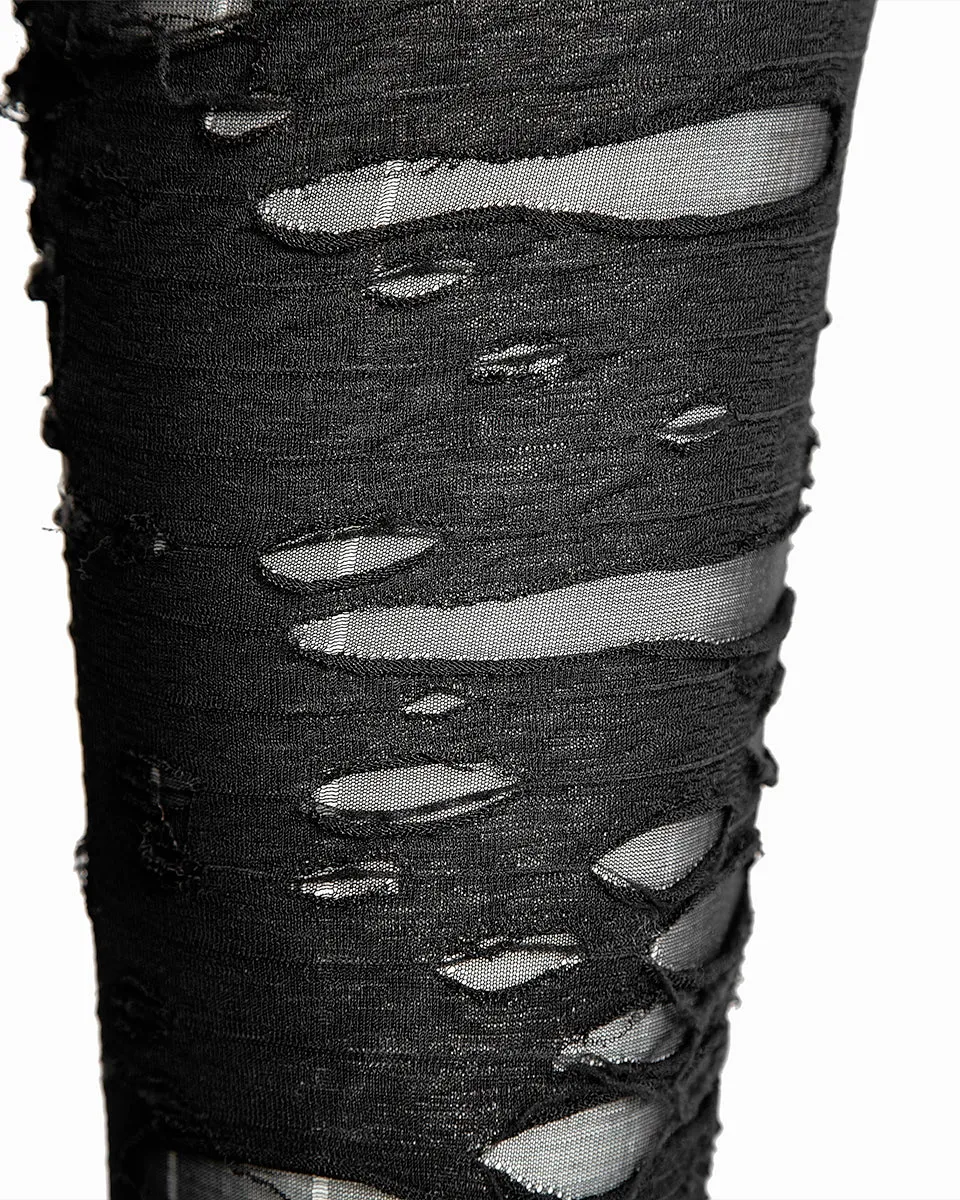 Punk Rave Corrosion Womens Shredded Dieselpunk Leggings - Black