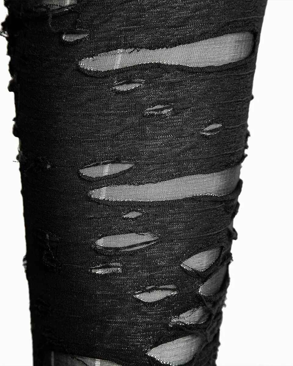 Punk Rave Corrosion Womens Shredded Dieselpunk Leggings - Black