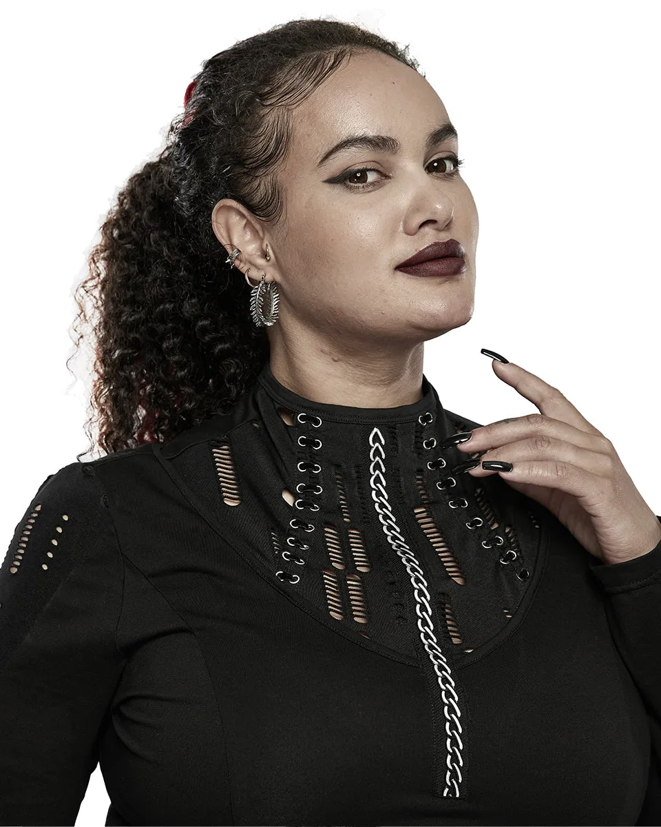 Punk Rave Gothic Broken Knit Chain Dress - Extended Size Range