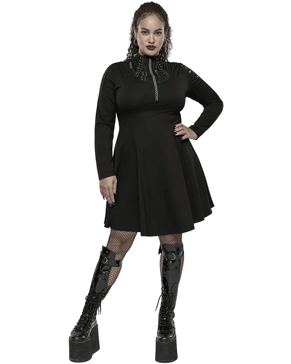Punk Rave Gothic Broken Knit Chain Dress - Extended Size Range