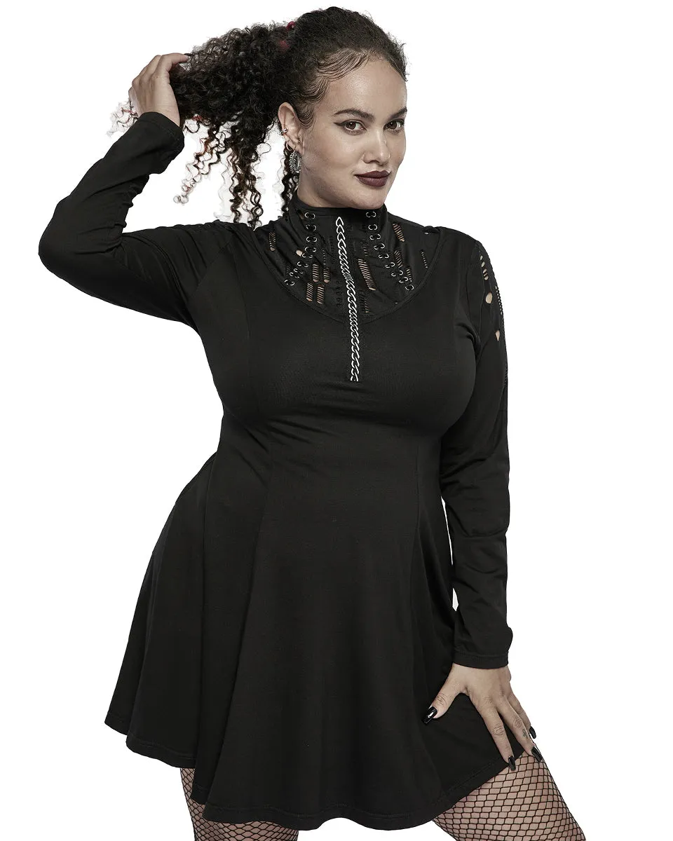 Punk Rave Gothic Broken Knit Chain Dress - Extended Size Range