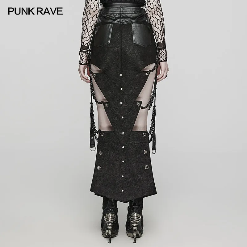 Punk triangular pieces hollow chain skirt