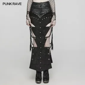 Punk triangular pieces hollow chain skirt