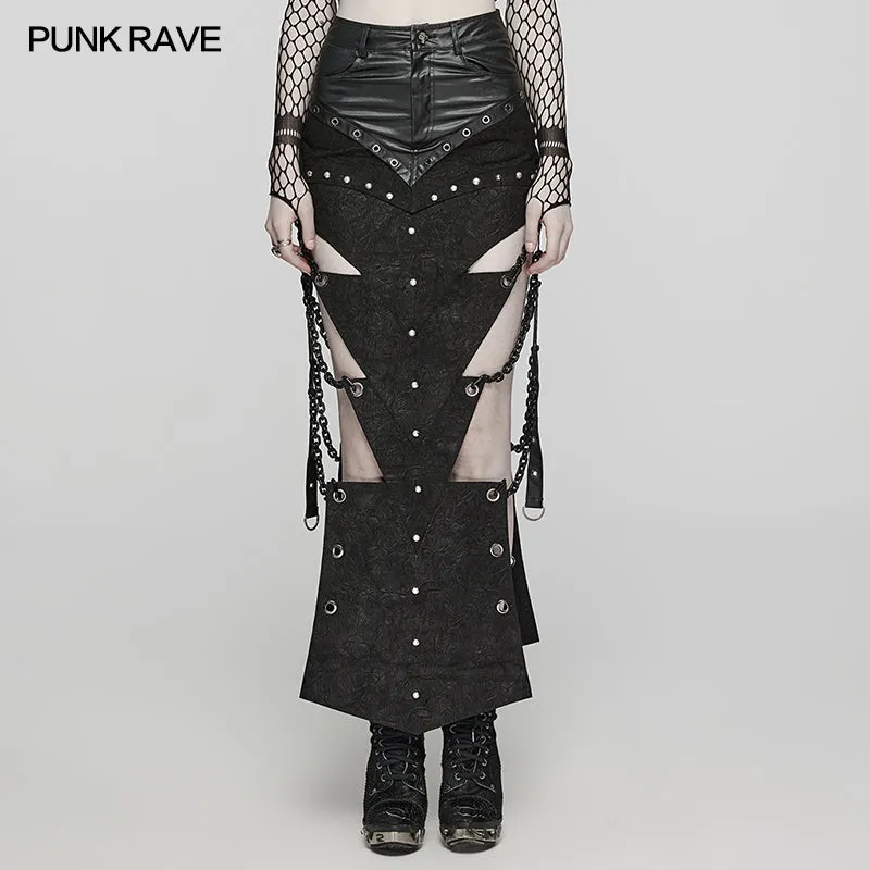 Punk triangular pieces hollow chain skirt