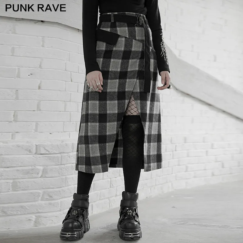 "PUNK" series high waist A shape mid-length skirt