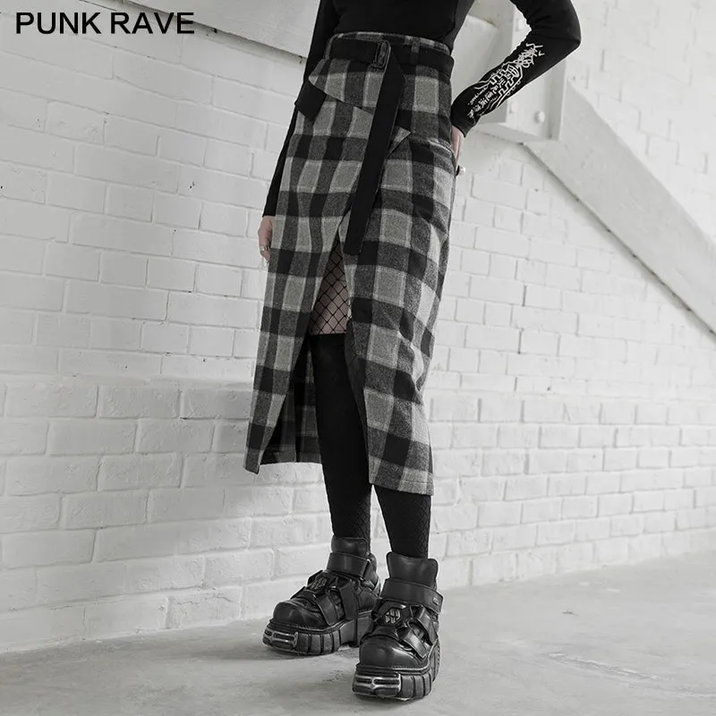"PUNK" series high waist A shape mid-length skirt