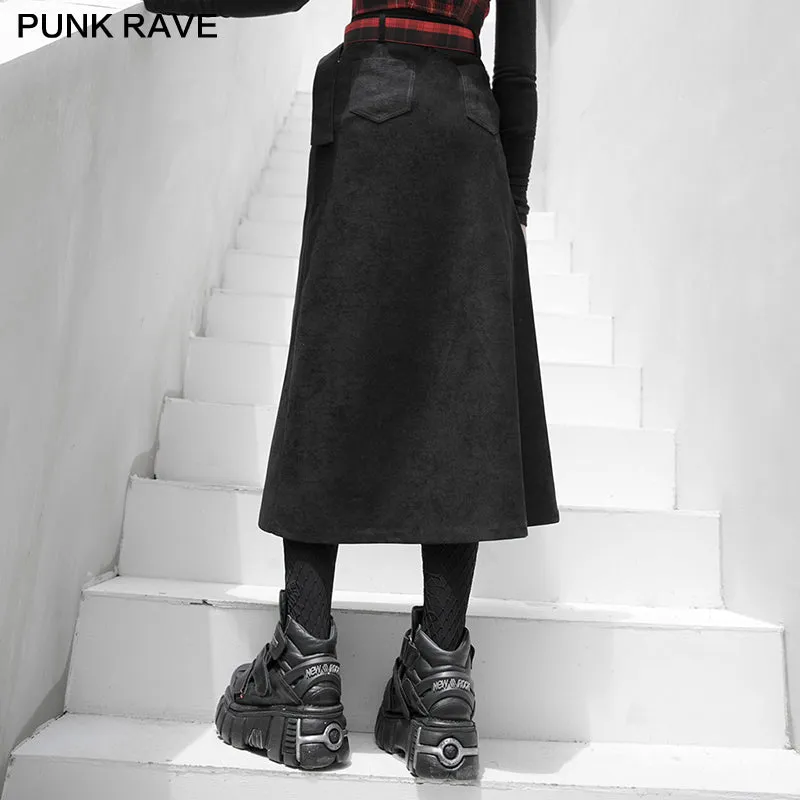 "PUNK" series high waist A shape mid-length skirt