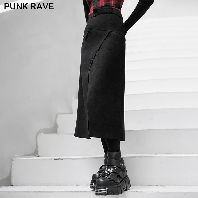 "PUNK" series high waist A shape mid-length skirt