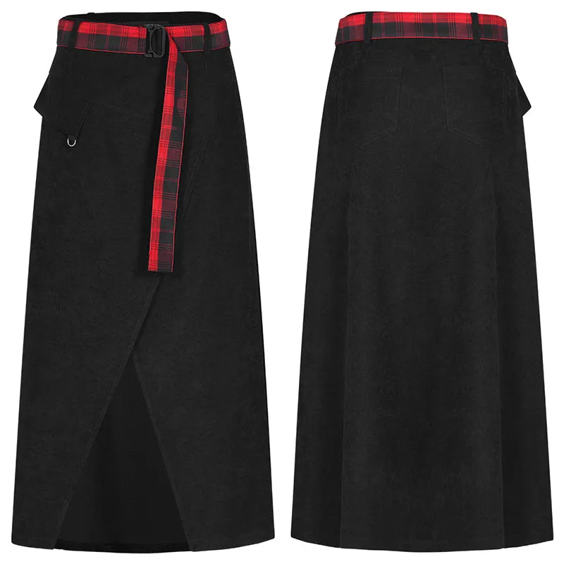 "PUNK" series high waist A shape mid-length skirt