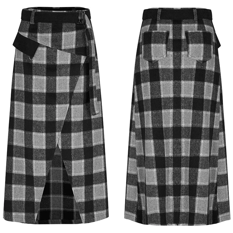 "PUNK" series high waist A shape mid-length skirt
