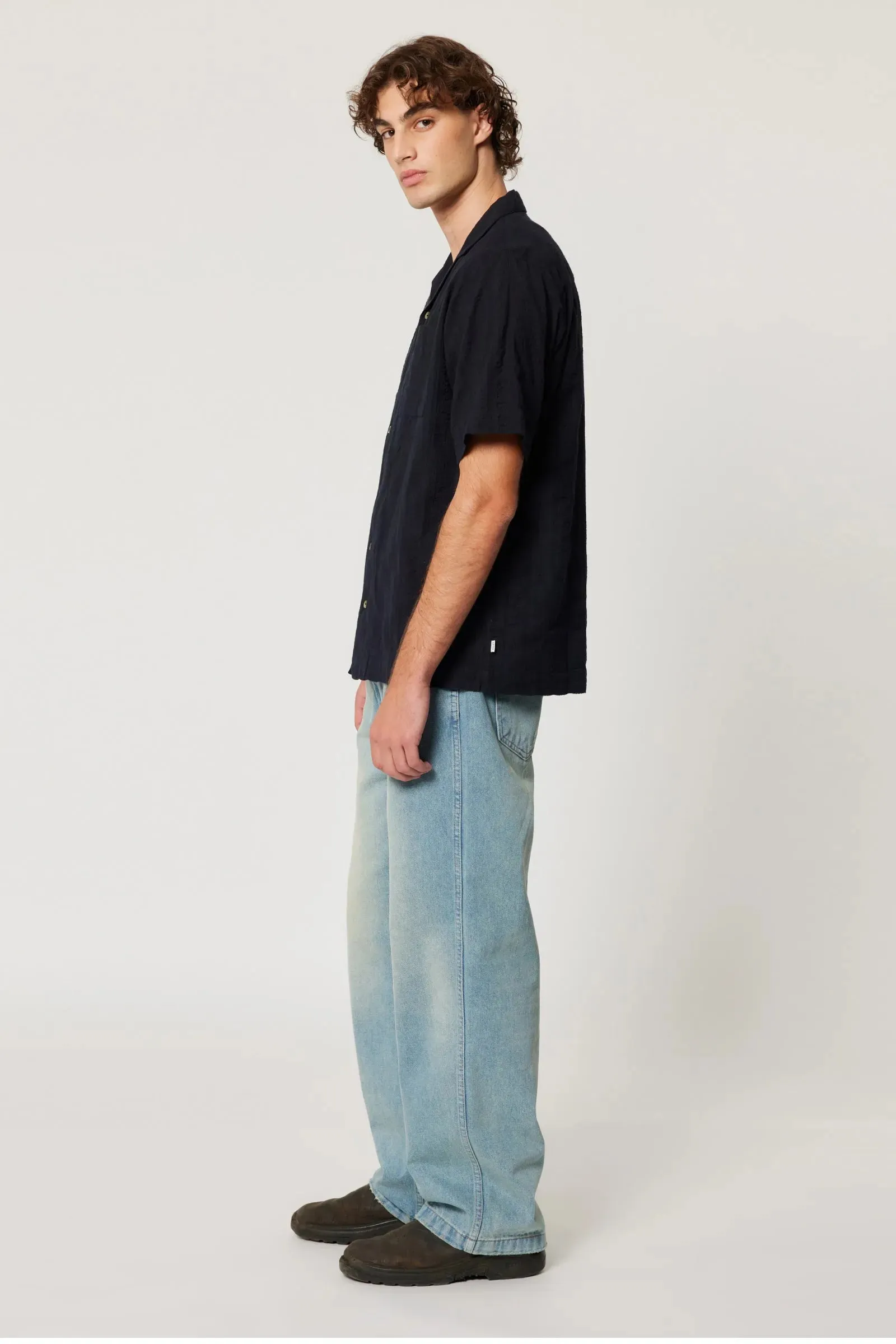 ROLLAS - Bowler Seersucker Shirt Vintage Black