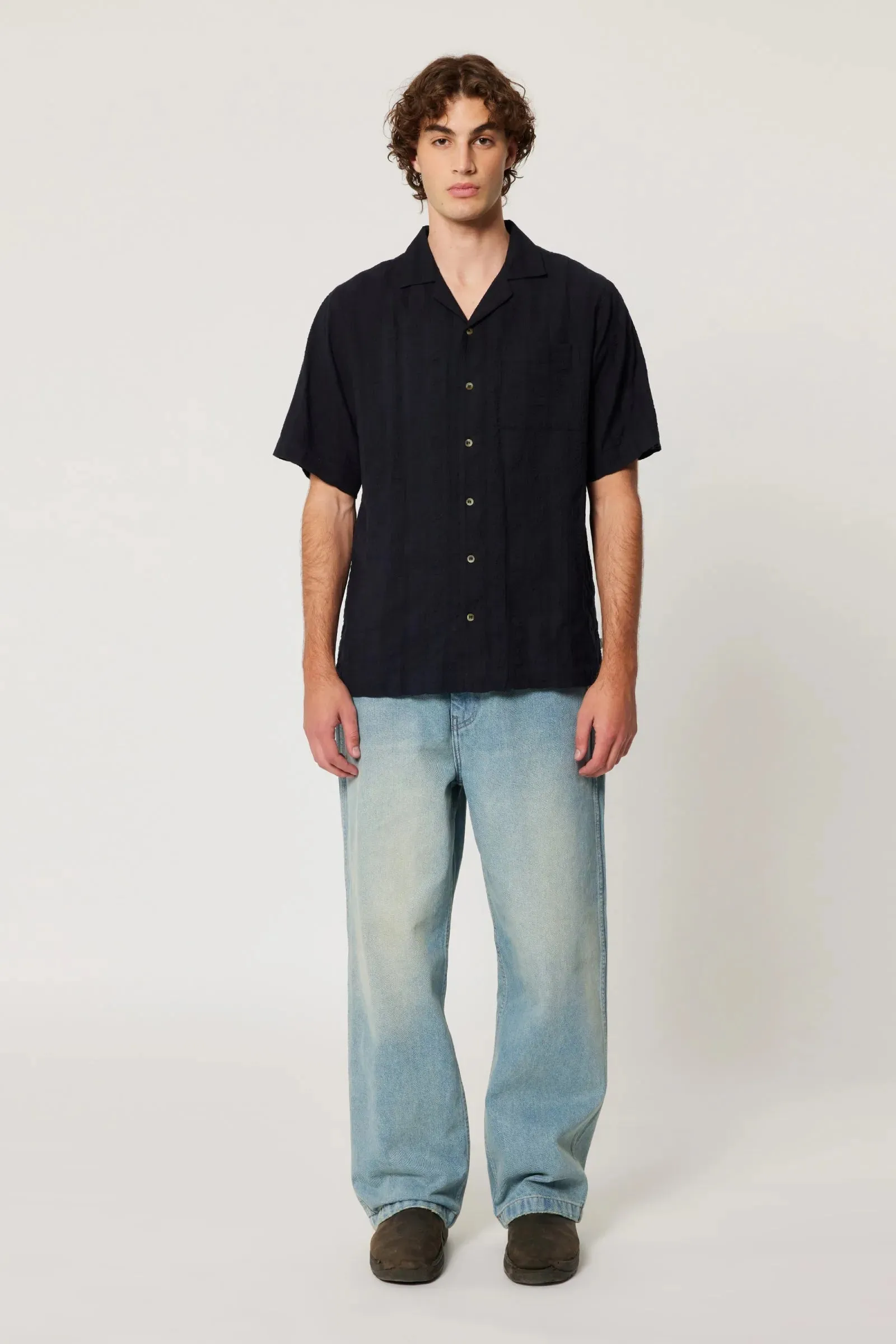 ROLLAS - Bowler Seersucker Shirt Vintage Black