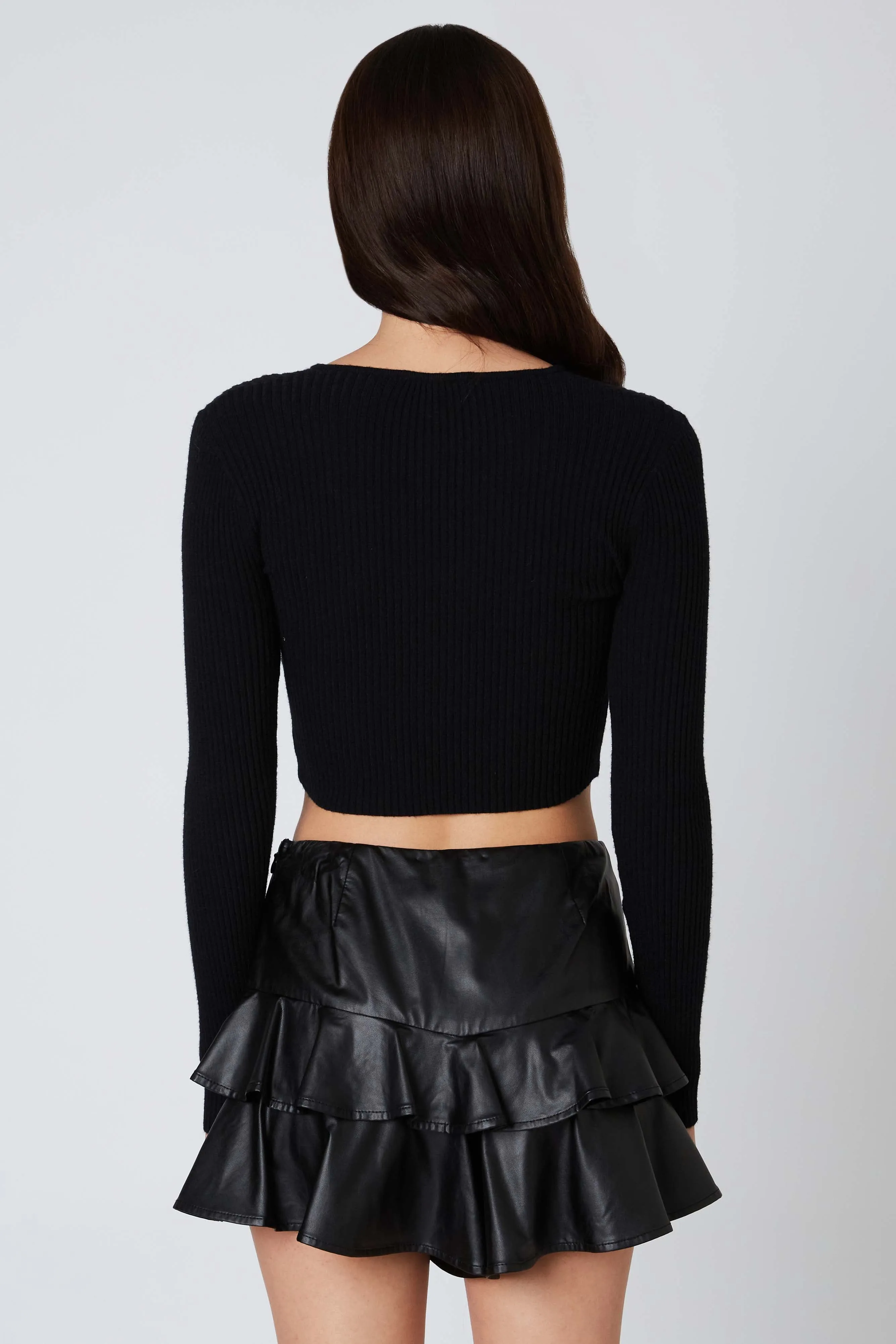 Ruffled Leather Skirt