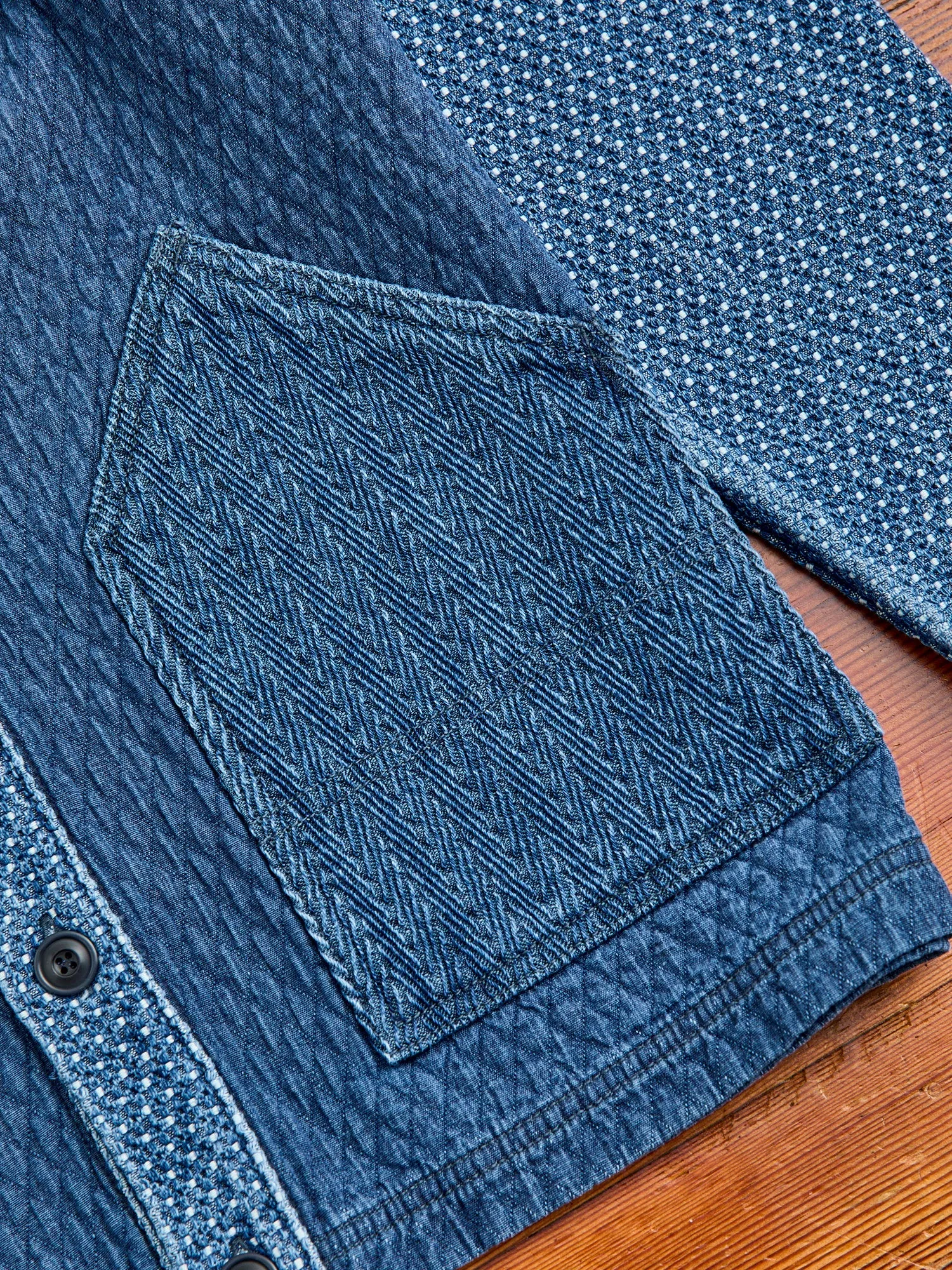 Sashiko Cardigan in Indigo 3-Year Wash