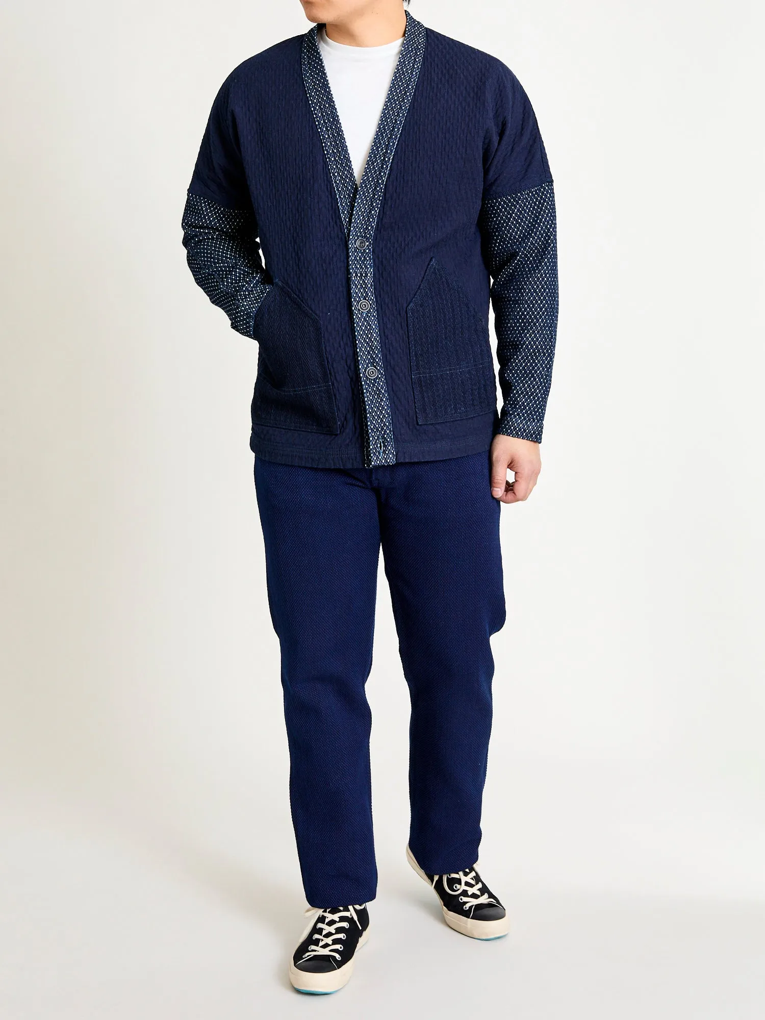Sashiko Cardigan in Indigo Rinse
