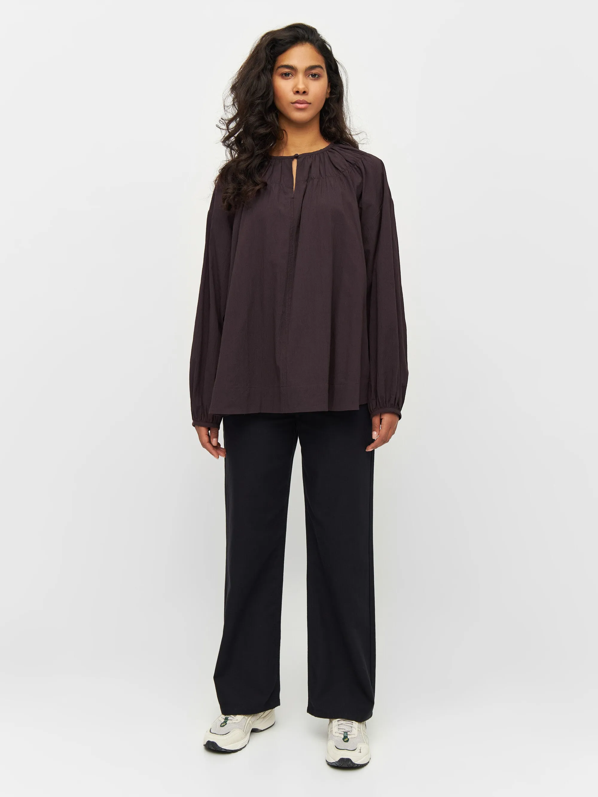 Seersucker A-shape shirt - Chocolate Plum