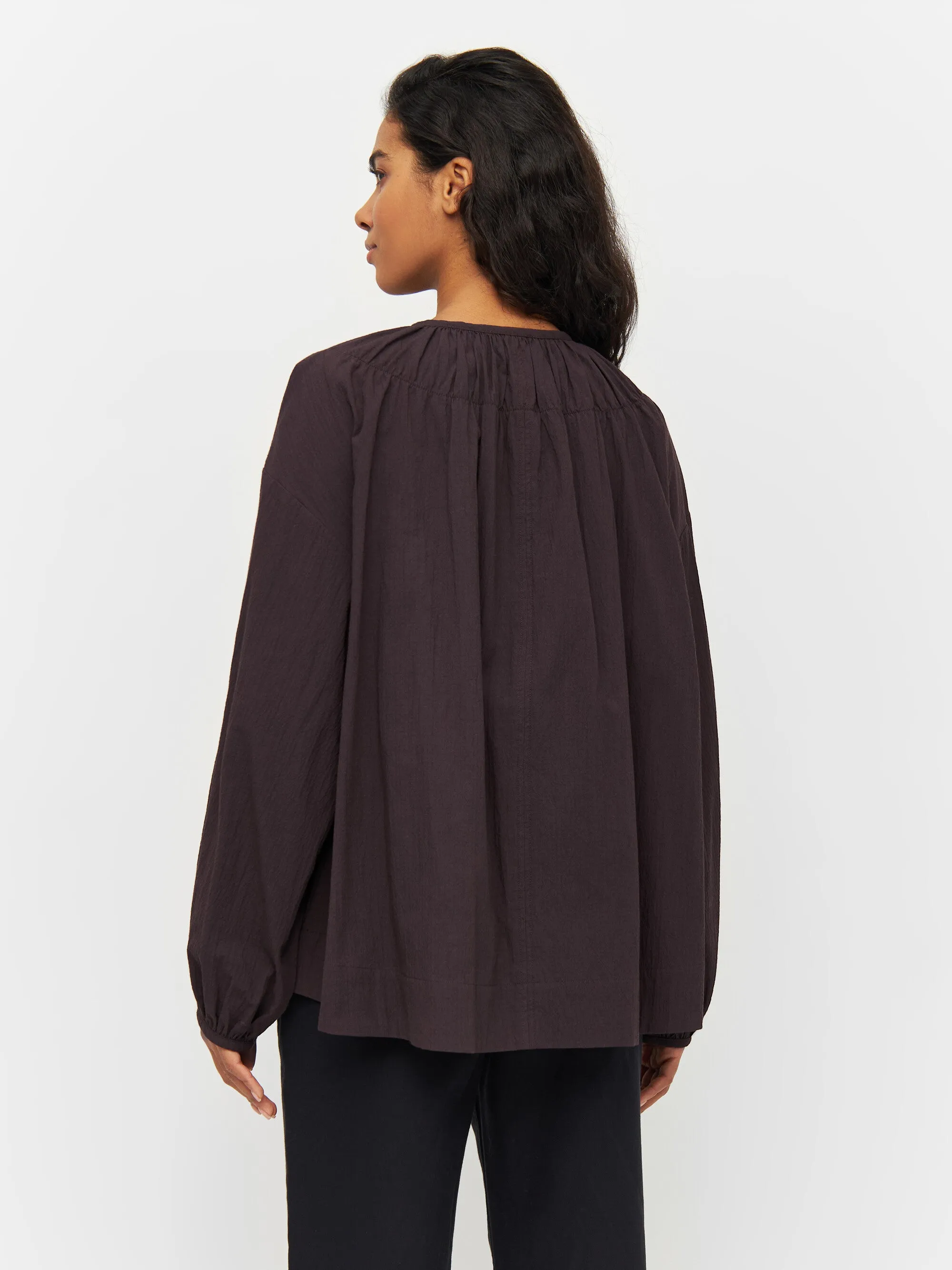 Seersucker A-shape shirt - Chocolate Plum