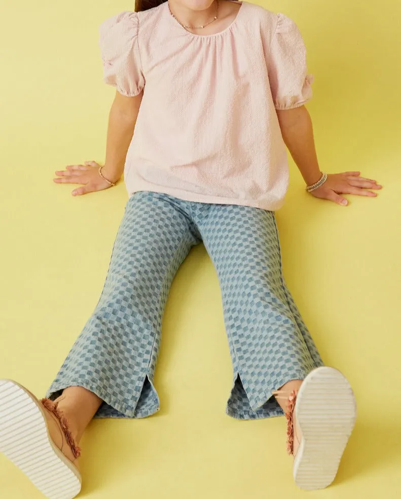 Seersucker Puff Sleeve Top