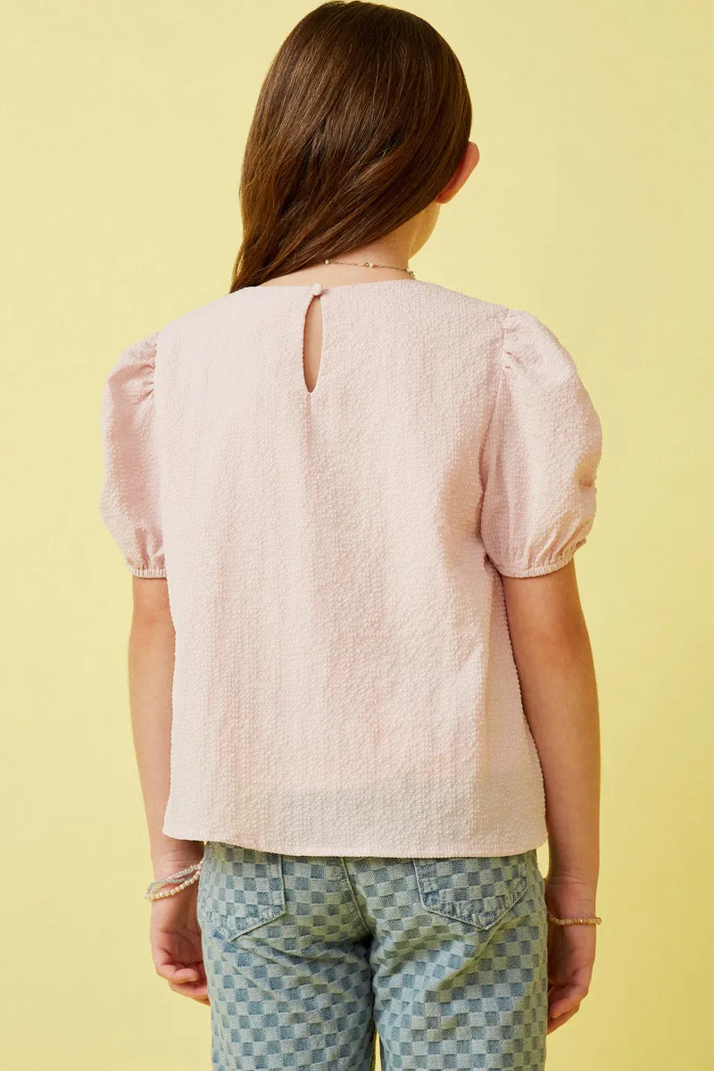 Seersucker Puff Sleeve Top