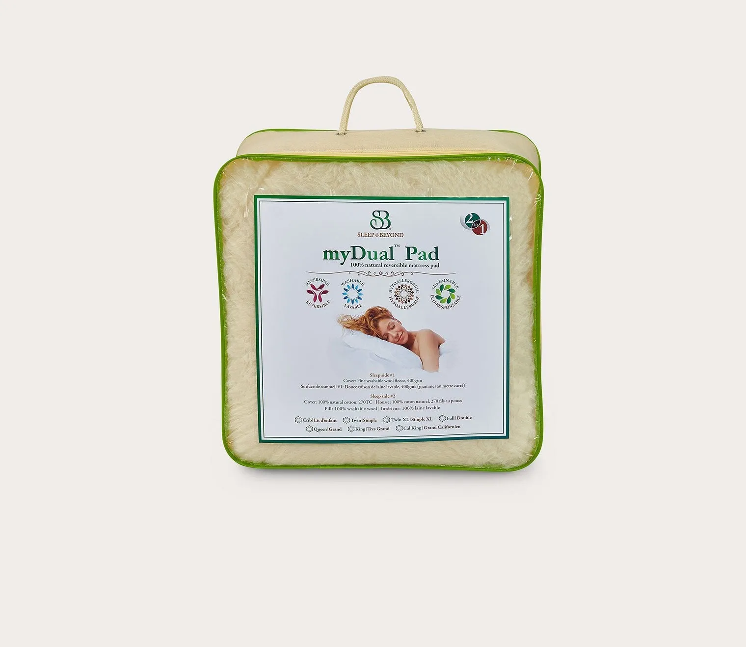 Sleep & Beyond myDual Pad® Reversible Wool Crib Mattress Pad