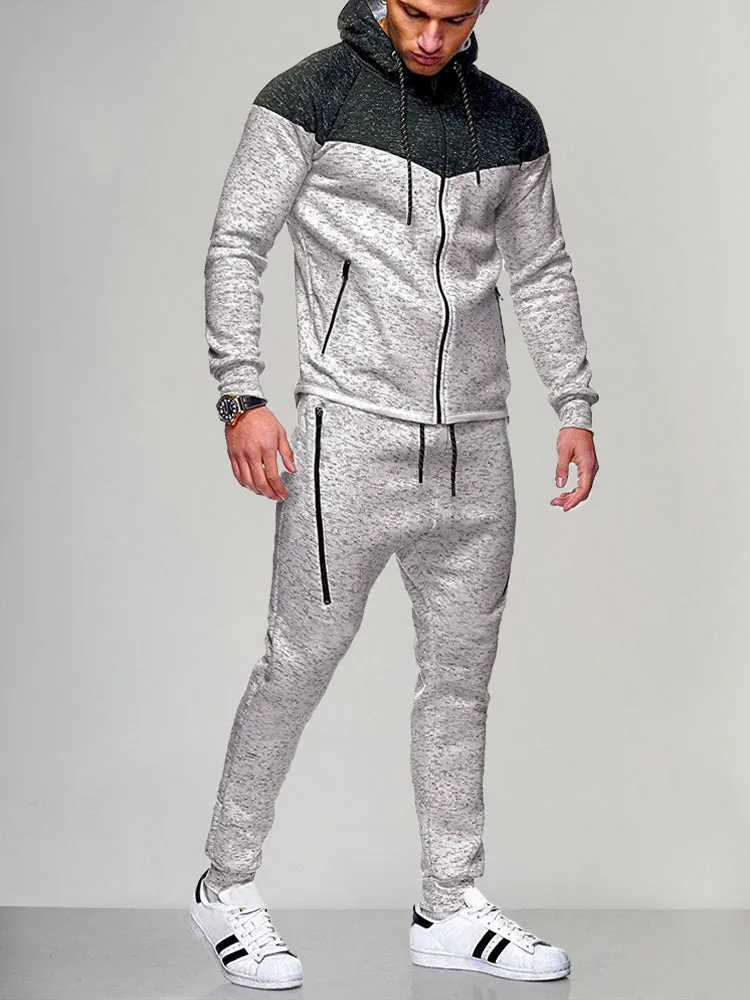 Sports Stitching Cardigan Two-piece Set