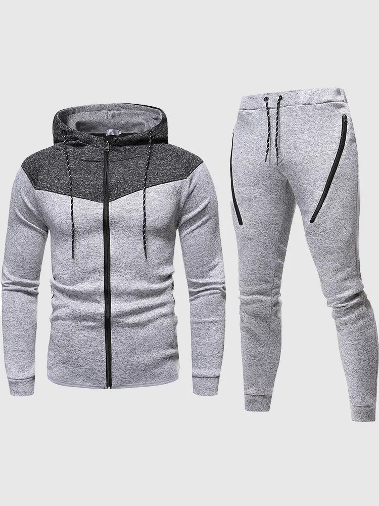 Sports Stitching Cardigan Two-piece Set