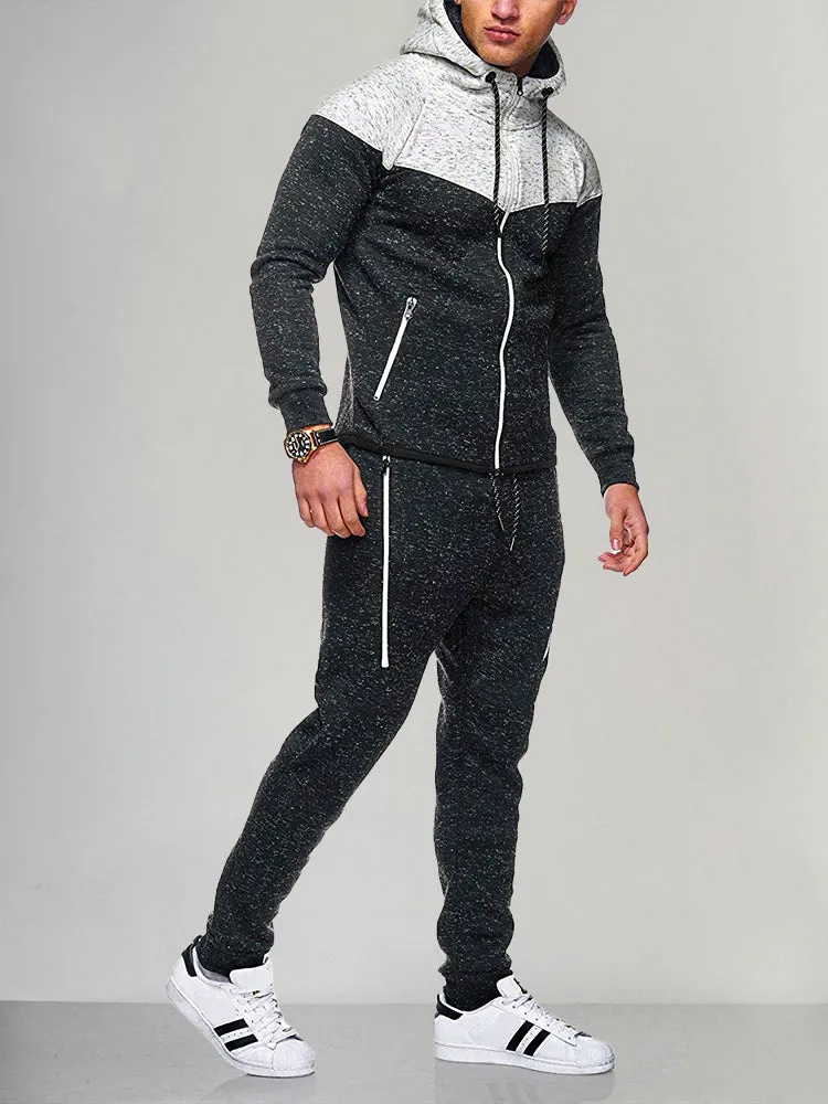 Sports Stitching Cardigan Two-piece Set