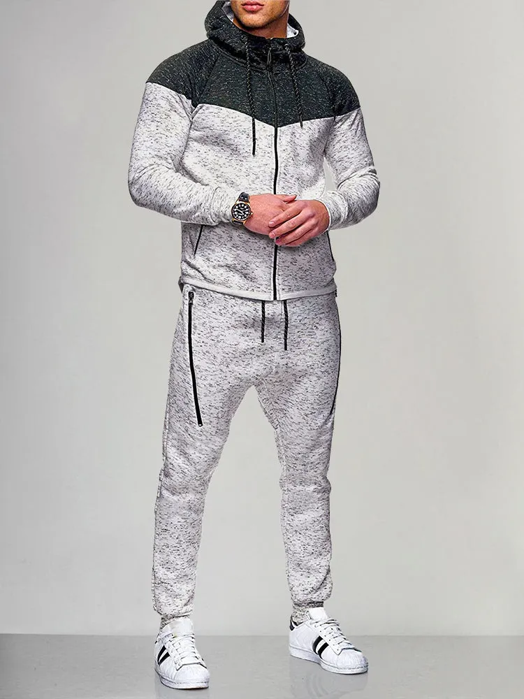 Sports Stitching Cardigan Two-piece Set