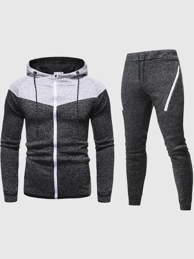 Sports Stitching Cardigan Two-piece Set