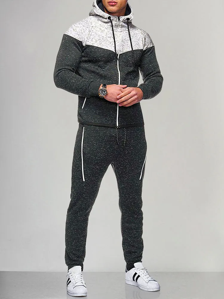 Sports Stitching Cardigan Two-piece Set