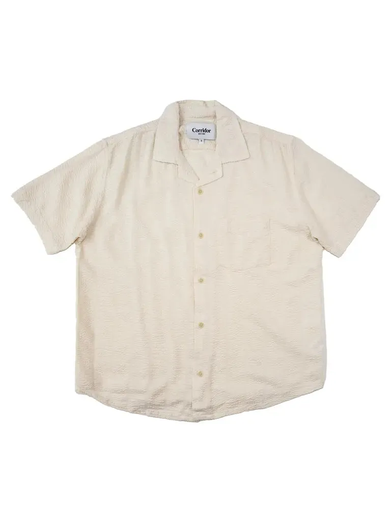 Striped Seersucker Shirt- White