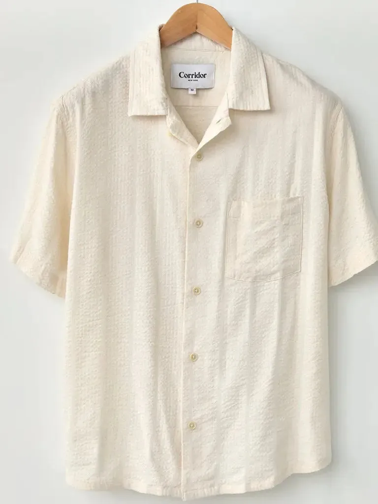 Striped Seersucker Shirt- White