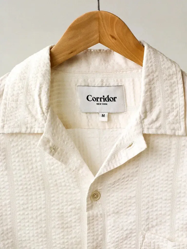 Striped Seersucker Shirt- White
